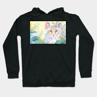 Whimsical Jungle Cat Watercolor Illustration Hoodie